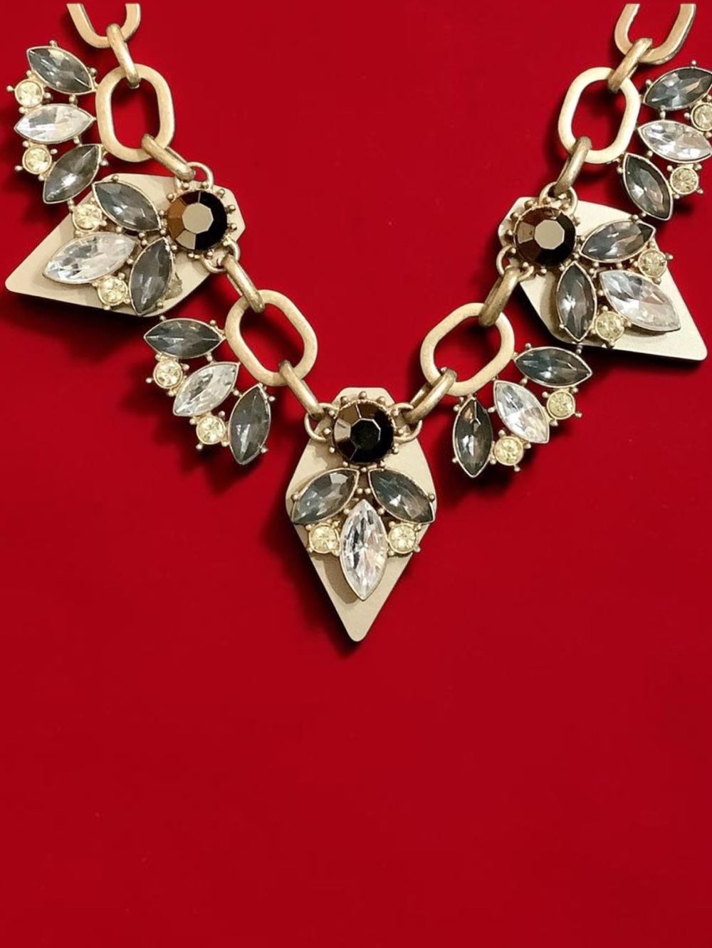 Gold, Black, and Silver Statement Necklace. Unique & Eye Catching